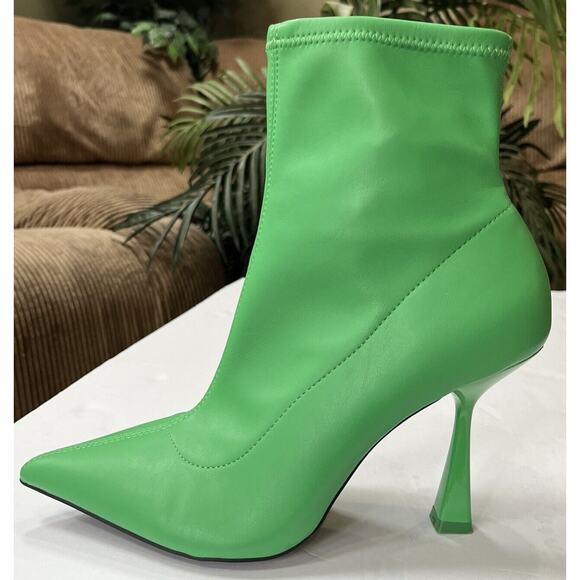 BAR III Womens Green Stretch Comfort Olevia Pointed Toe Flare Zip-Up Booties 8.5 - Picture 1 of 6
